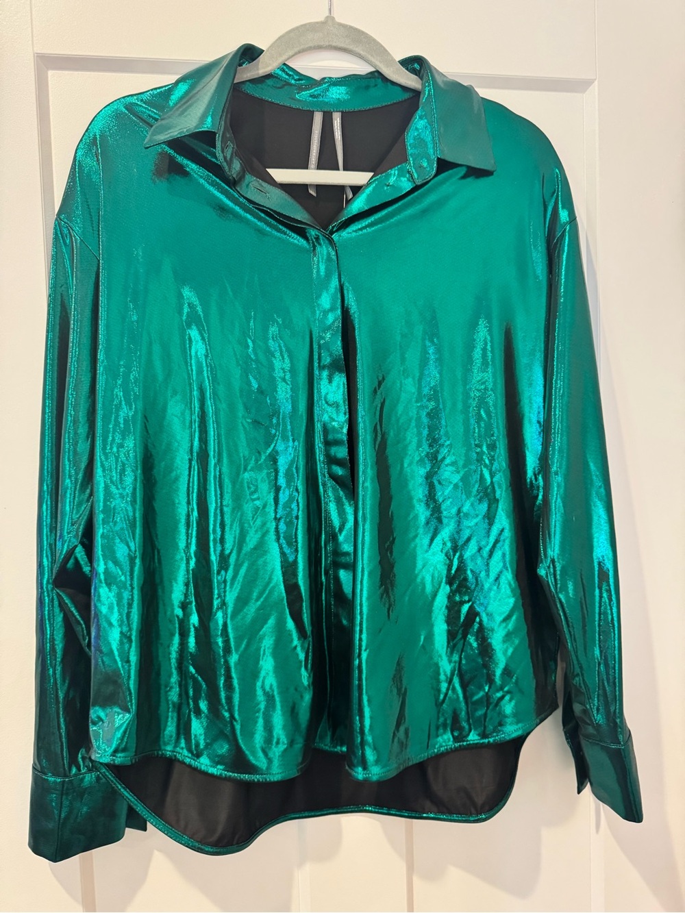 Anthropologie The Gillian Liquid Shine Buttondown Shirt